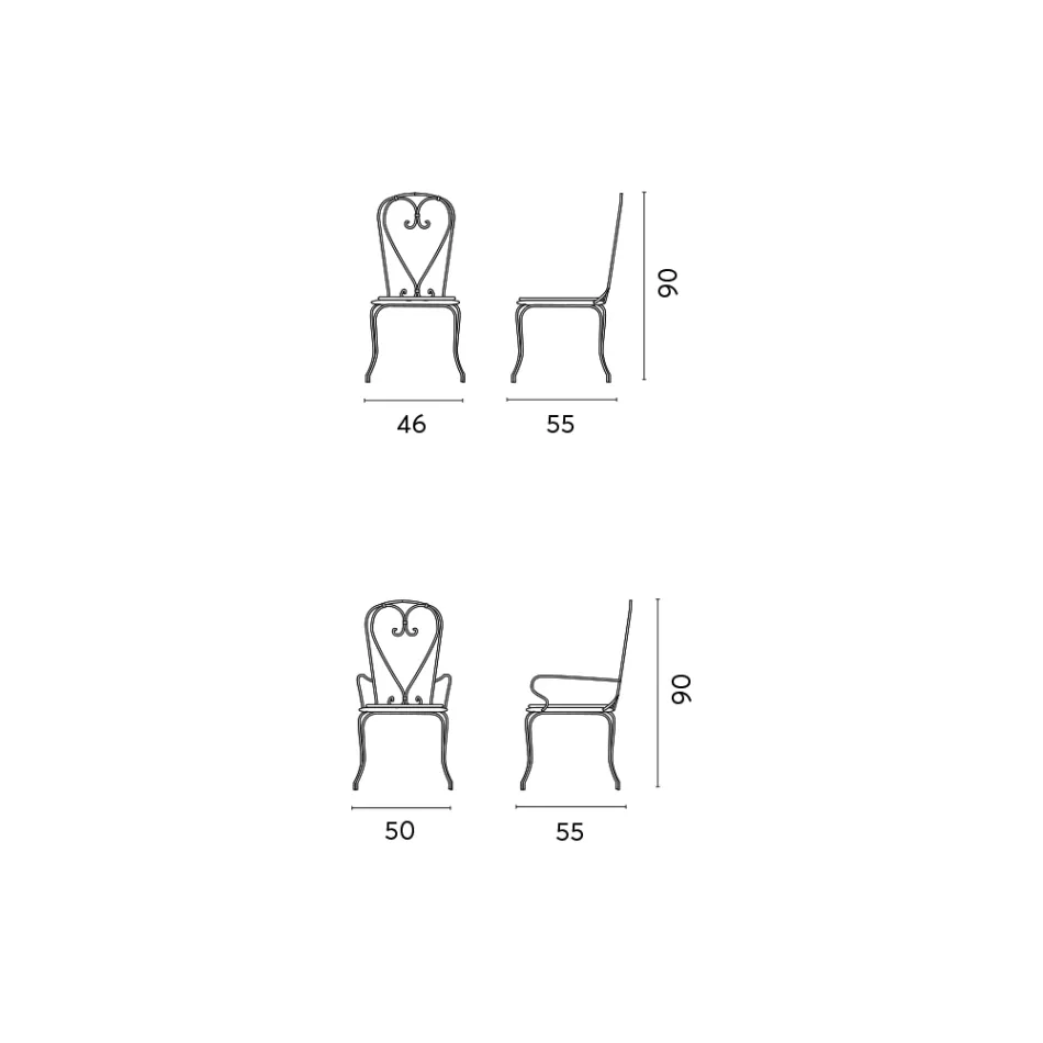 Silla de Jardín en Hierro Pintado Negro con Estructura Apilable - Nacim Viadurini
