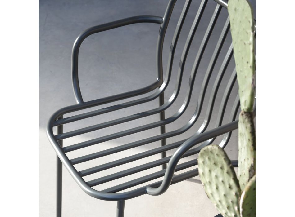 Silla de jardín de metal con reposabrazos Made in Italy 2 piezas - Simply Viadurini