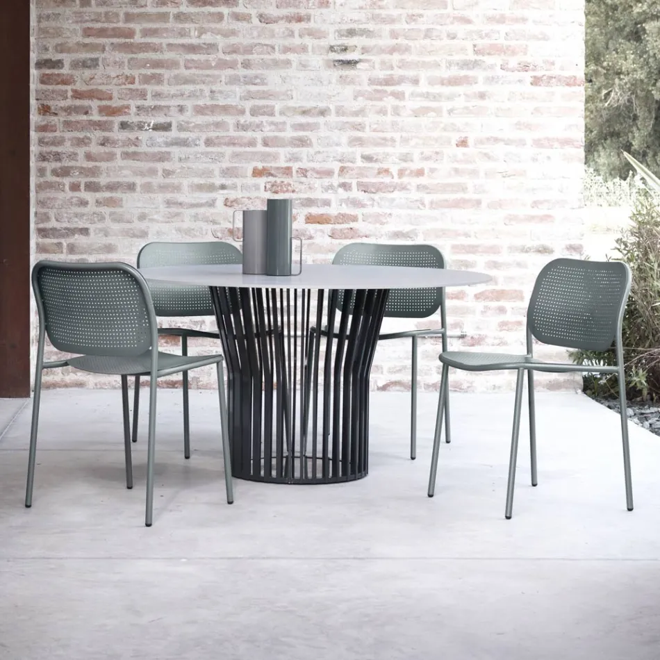 Silla de Jardín en Metal Pintado Made in Italy 2 Piezas - Synergy Viadurini