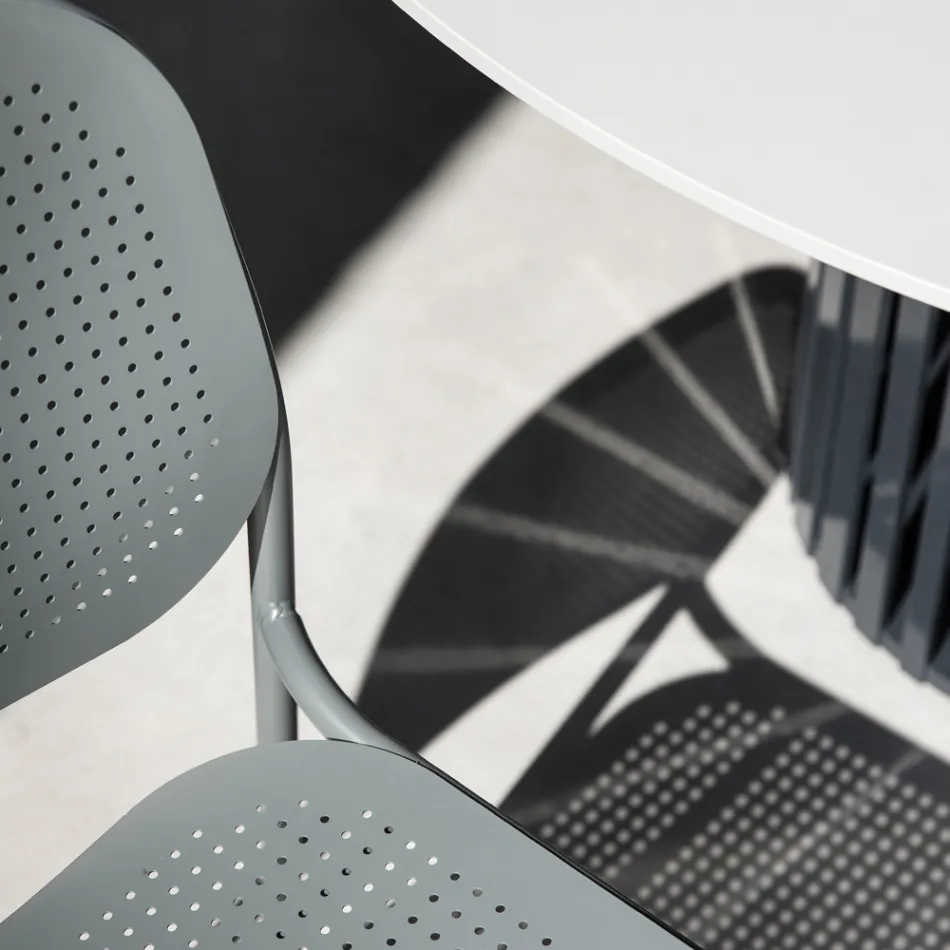 Silla de Jardín en Metal Pintado Made in Italy 2 Piezas - Synergy Viadurini