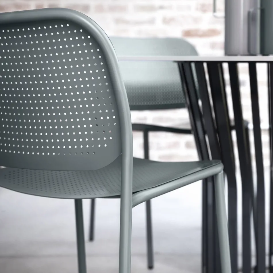 Silla de Jardín en Metal Pintado Made in Italy 2 Piezas - Synergy Viadurini