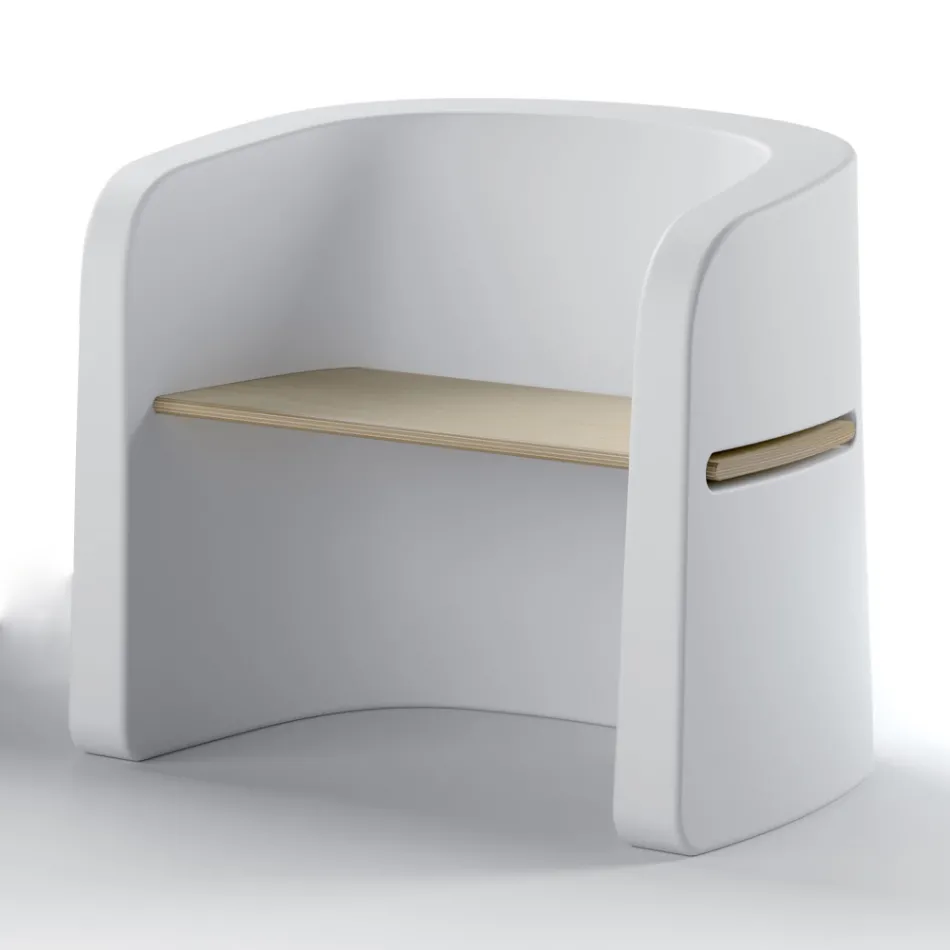 Silla de jardín en polietileno y madera de abedul Made in Italy - Talula Viadurini