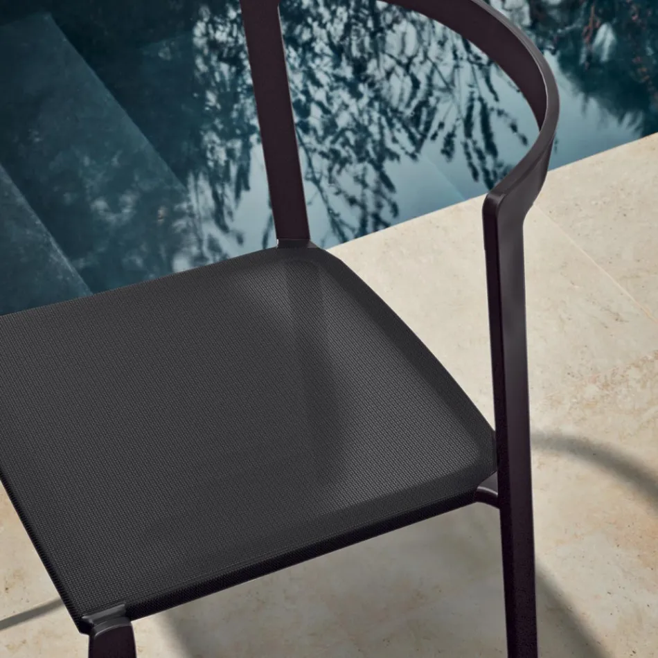 Silla de jardín en textileno y base de aluminio Made in Italy - Milanka Viadurini