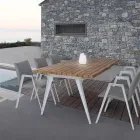 Silla de jardín moderna con reposabrazos en aluminio blanco Homemotion - Liliana Viadurini