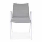 Silla de jardín moderna con reposabrazos en aluminio blanco Homemotion - Liliana Viadurini