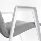 Silla de jardín moderna con reposabrazos en aluminio blanco Homemotion - Liliana Viadurini