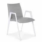 Silla de jardín moderna con reposabrazos en aluminio blanco Homemotion - Liliana Viadurini