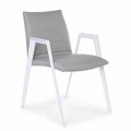 Silla de jardín moderna con reposabrazos en aluminio blanco Homemotion - Liliana