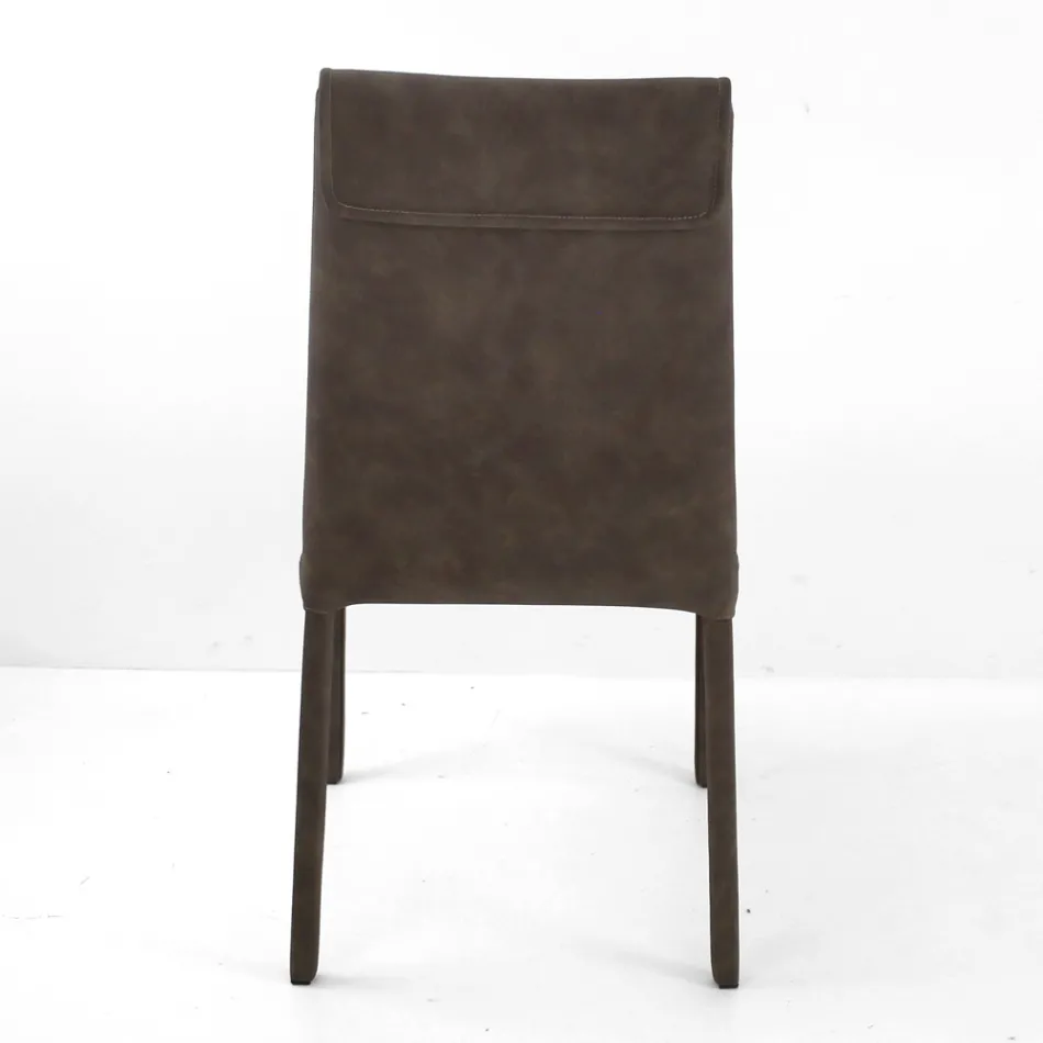 Silla de interior con respaldo alto en piel sintética Made in Italy - Cleto Viadurini