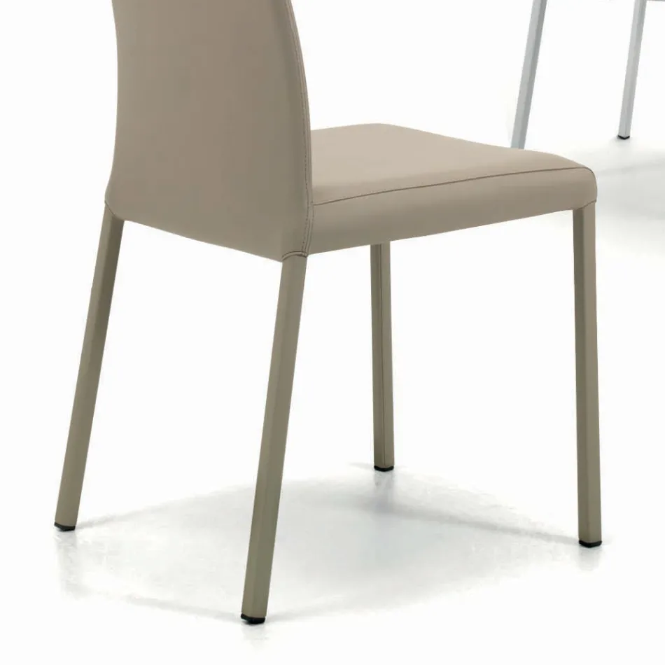 Silla de interior con estructura y asiento en acero revestido Made in Italy - Padua Viadurini