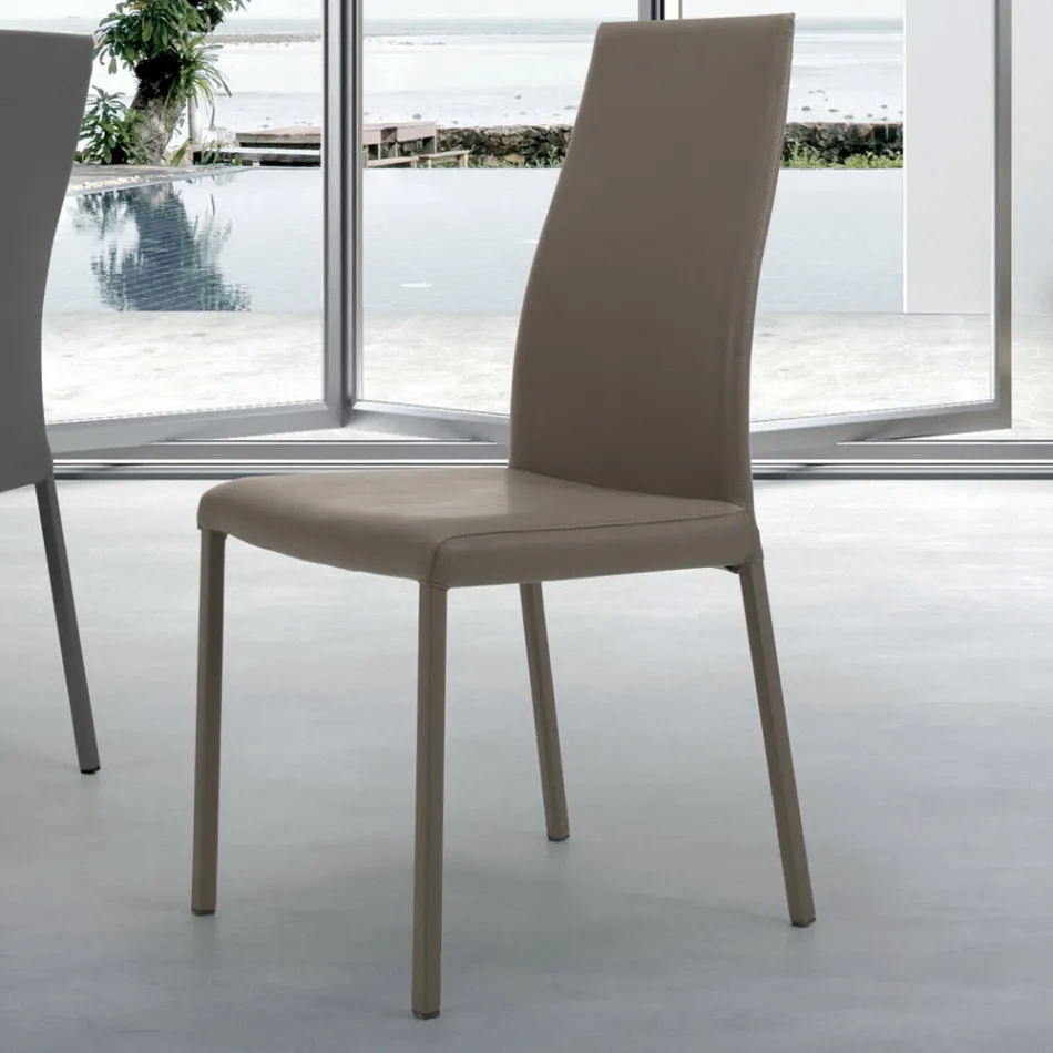 Silla de interior con estructura y asiento en acero revestido Made in Italy - Padua Viadurini
