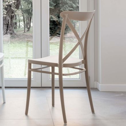 Silla Apilable de Interior y Exterior en Resina Reforzada con Fibra de Vidrio - Naira Viadurini