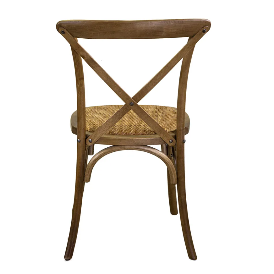 Silla de interior apilable de madera de abedul y asiento de ratán - Barriera Viadurini