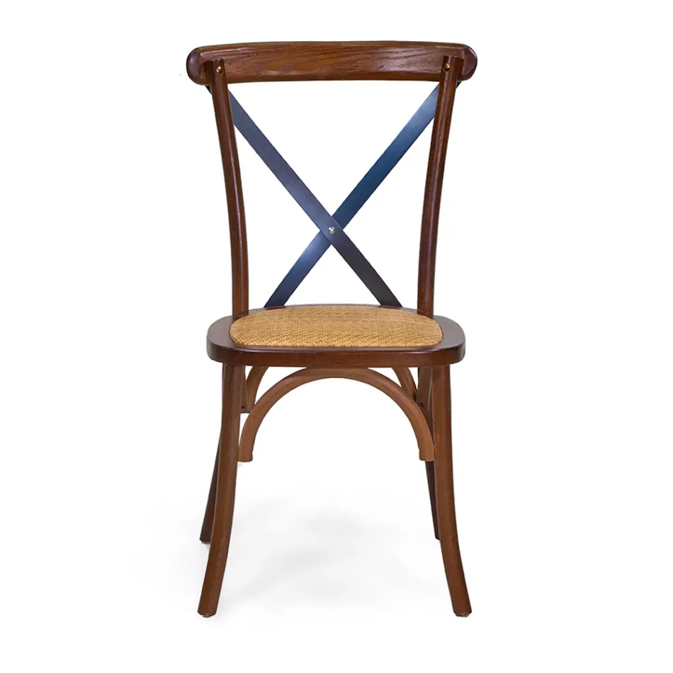 Silla apilable de interior en madera de roble y asiento de ratán - Barriera Viadurini