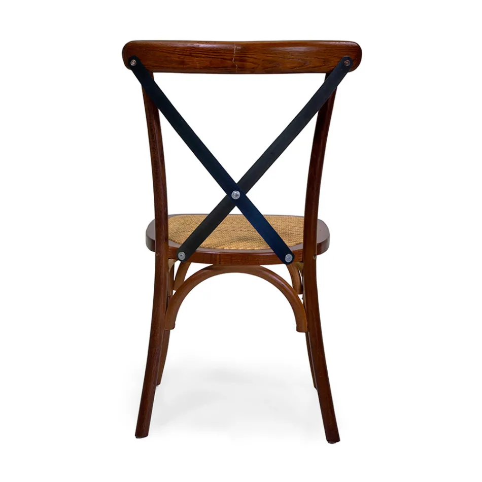 Silla apilable de interior en madera de roble y asiento de ratán - Barriera Viadurini