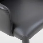 Silla de comedor con reposabrazos tapizada en cuero negro Made in Italy - Meyer Viadurini