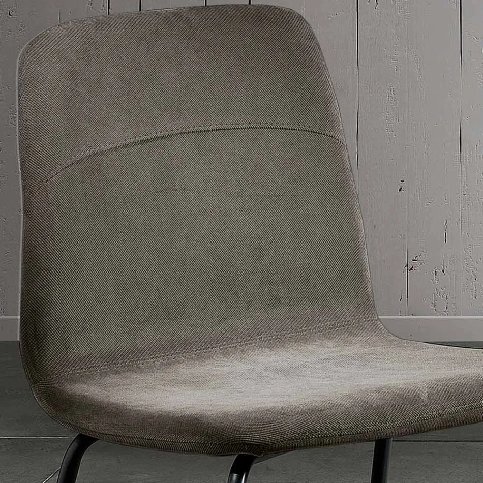 Silla de Comedor con Asiento de Tela y Estructura de Metal - Aisha Viadurini
