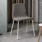 Silla de Comedor con Asiento de Tela y Estructura de Metal - Aisha Viadurini