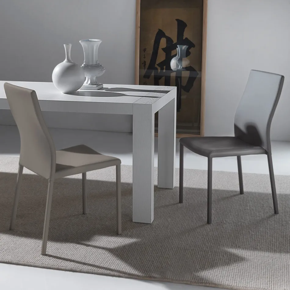 Silla de Comedor con Estructura y Asiento en Ecopiel Coloreada, 4 Piezas - Alba Viadurini