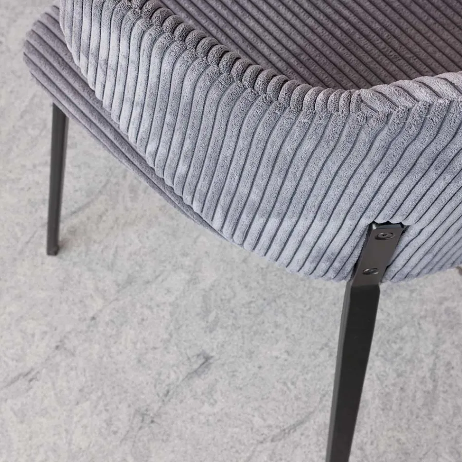 Silla de Comedor con Estructura de Metal y Asiento de Pana - Ridni Viadurini