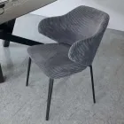 Silla de Comedor con Estructura de Metal y Asiento de Pana - Ridni Viadurini