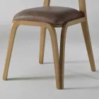 Silla de comedor de diseño moderno en madera y cuero, l.41xp.46 cm, Carol Viadurini