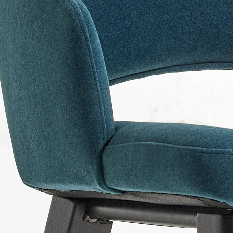 Silla de comedor de madera con asiento de terciopelo verde botella Made in Italy - Eddard Viadurini