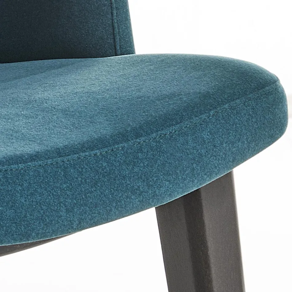 Silla de comedor de madera con asiento de terciopelo verde botella Made in Italy - Eddard Viadurini