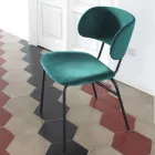 Silla de comedor de metal y terciopelo antimanchas, 2 piezas - Valnerina Viadurini