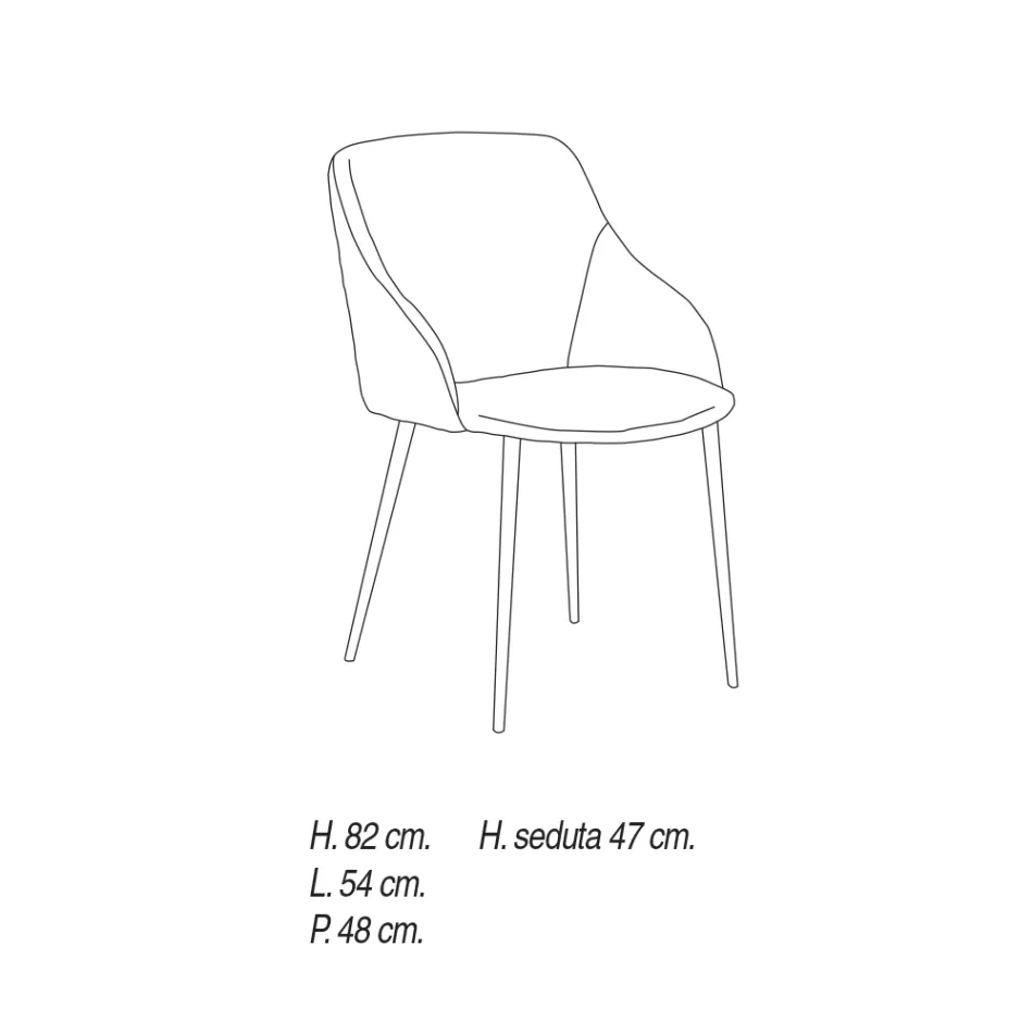 Silla de comedor de metal recubierta de microfibra Made in Italy - Suzanne Viadurini
