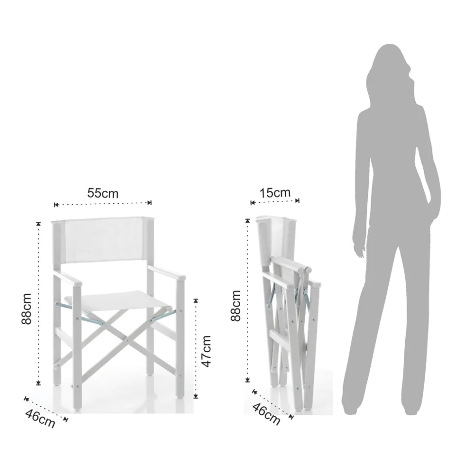 Silla de Director Plegable en Aluminio y Textileno - Fluoro Viadurini