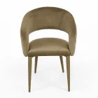 Silla de salón con asiento de terciopelo con acabado en cuerda Made in Italy - Savignano Viadurini