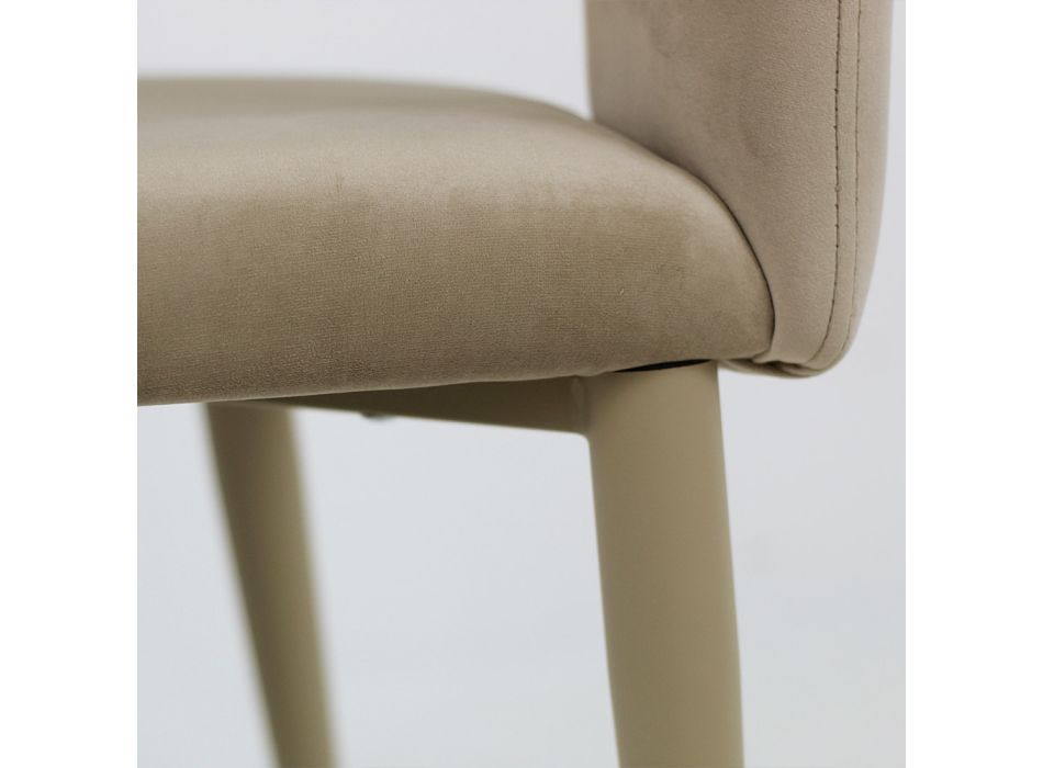 Silla de salón con asiento de terciopelo con acabado en cuerda Made in Italy - Savignano Viadurini