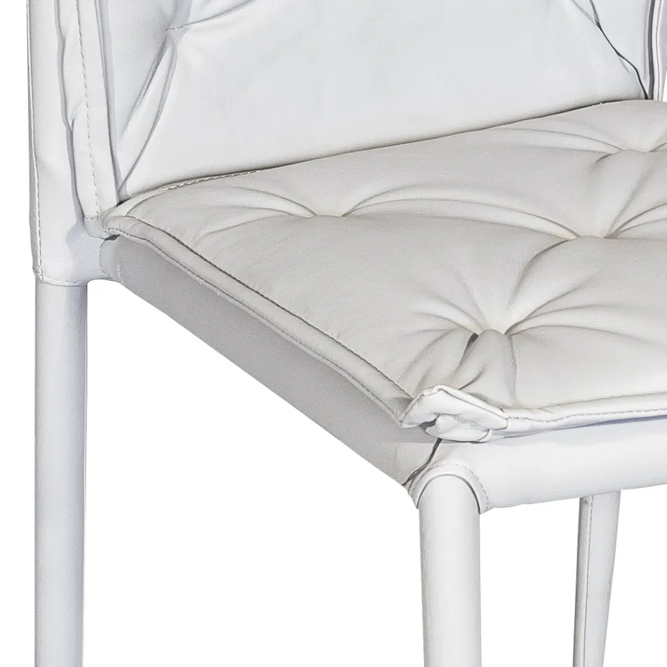 Silla de salón con estructura y asiento en piel sintética Made in Italy - Grogu Viadurini