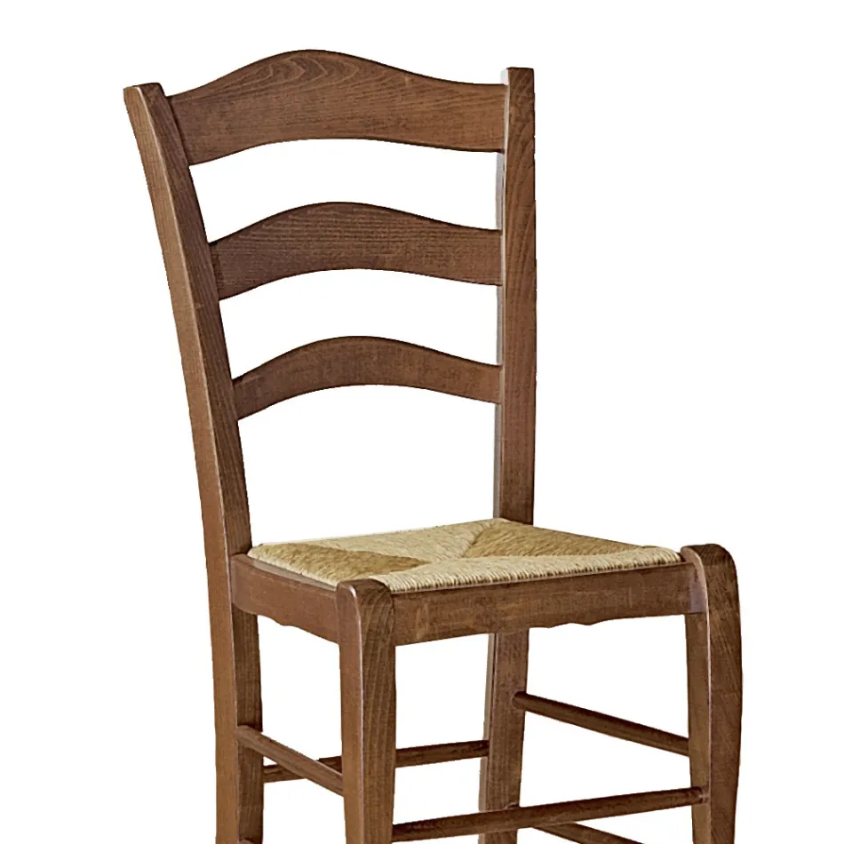 Silla de salón de haya con asiento de paja Made in Italy - Tamara Viadurini