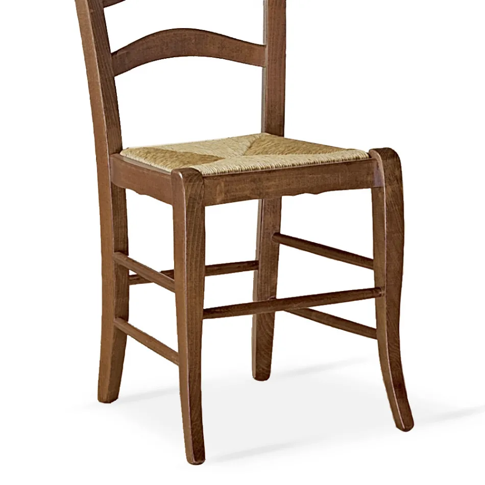 Silla de salón de haya con asiento de paja Made in Italy - Tamara Viadurini