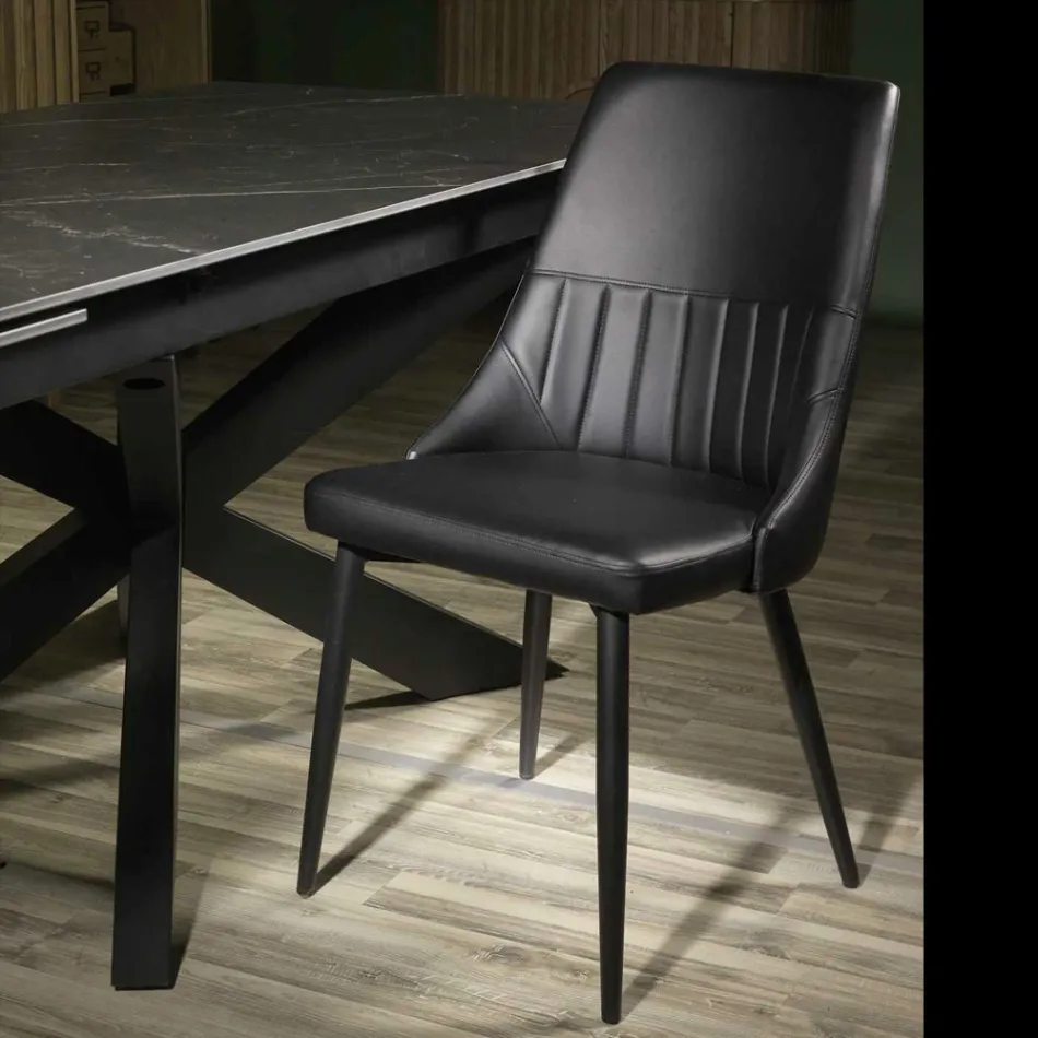 Silla de salón en metal y ecopiel de diferentes acabados - Onde Viadurini