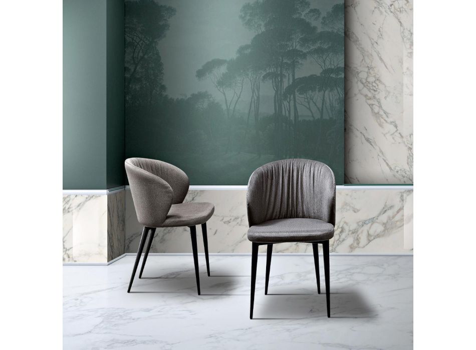 Silla de salón en tela y fresno de elegante diseño - Reginaldo Viadurini