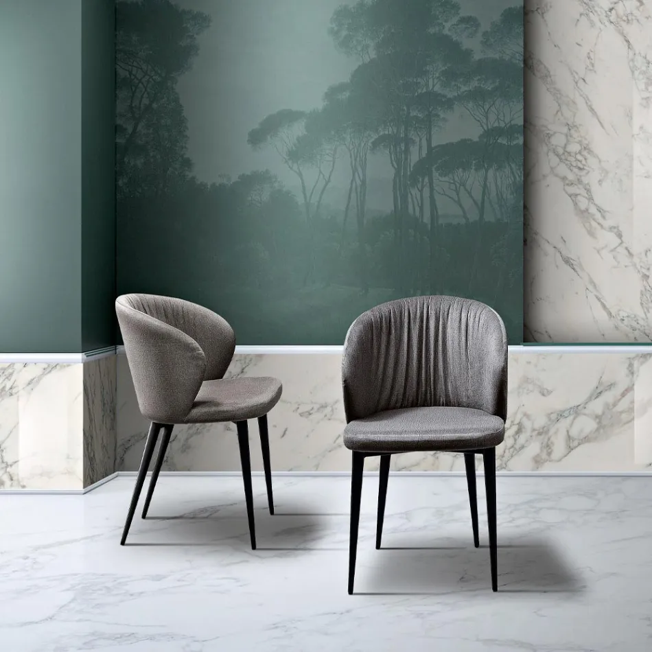 Silla de salón en tela y fresno de elegante diseño - Reginaldo Viadurini