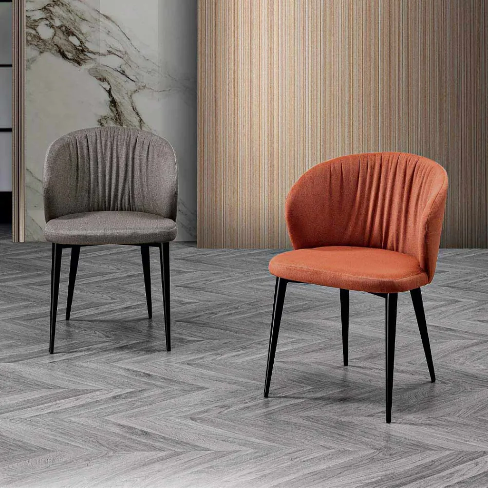 Silla de salón en tela y fresno de elegante diseño - Reginaldo Viadurini