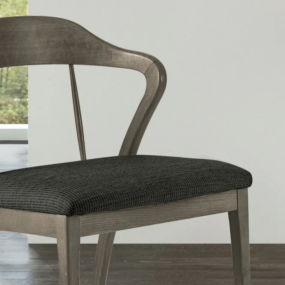 Silla de Salón en Tela y Madera Maciza de Haya Made in Italy - Rein Viadurini