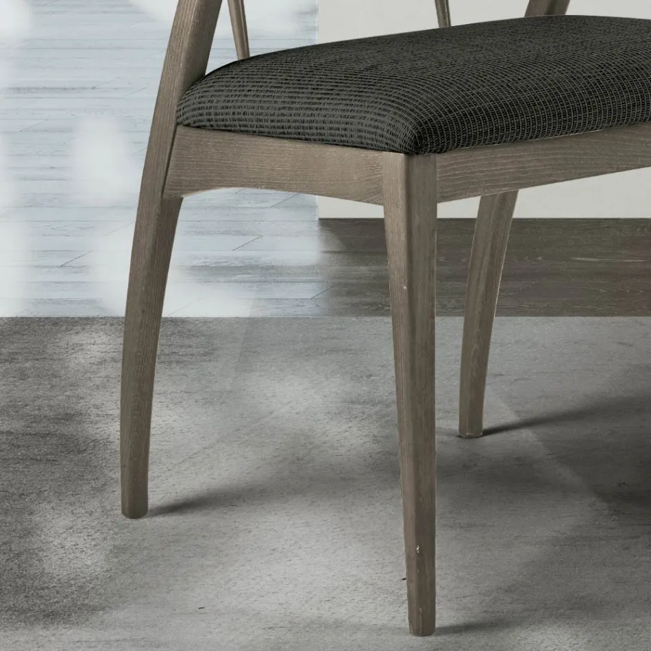 Silla de Salón en Tela y Madera Maciza de Haya Made in Italy - Rein Viadurini