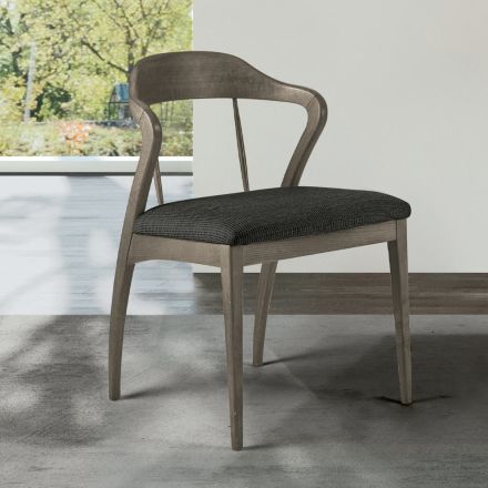 Silla de Salón en Tela y Madera Maciza de Haya Made in Italy - Rein Viadurini
