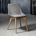 Silla de salón moderna de tela y madera hecha en Italia, Oriella