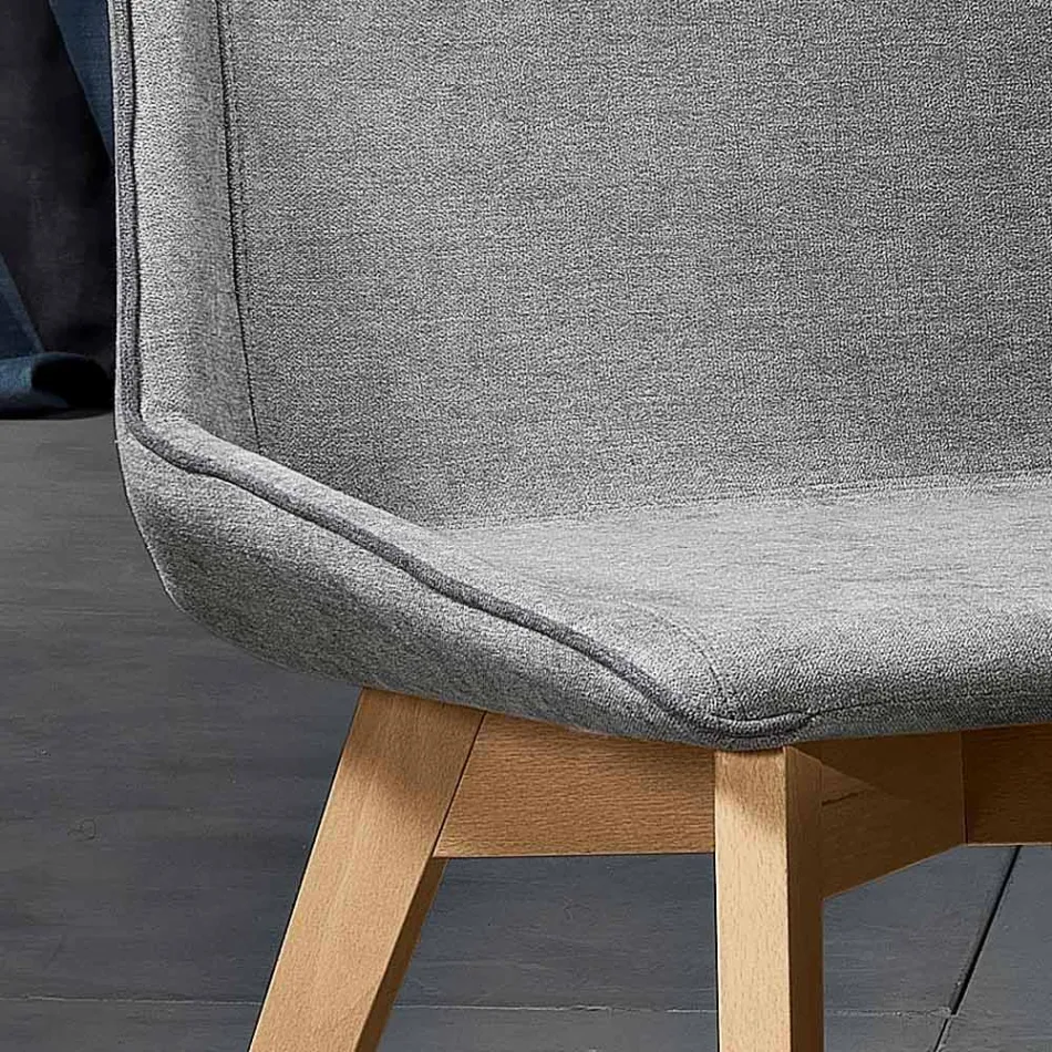 Silla de salón en tela y madera moderna hecha en Italia, Oriella Viadurini