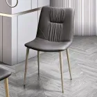 Silla de salón en tejido de fibra con efecto piel y metal Made in Italy - Gohan Viadurini