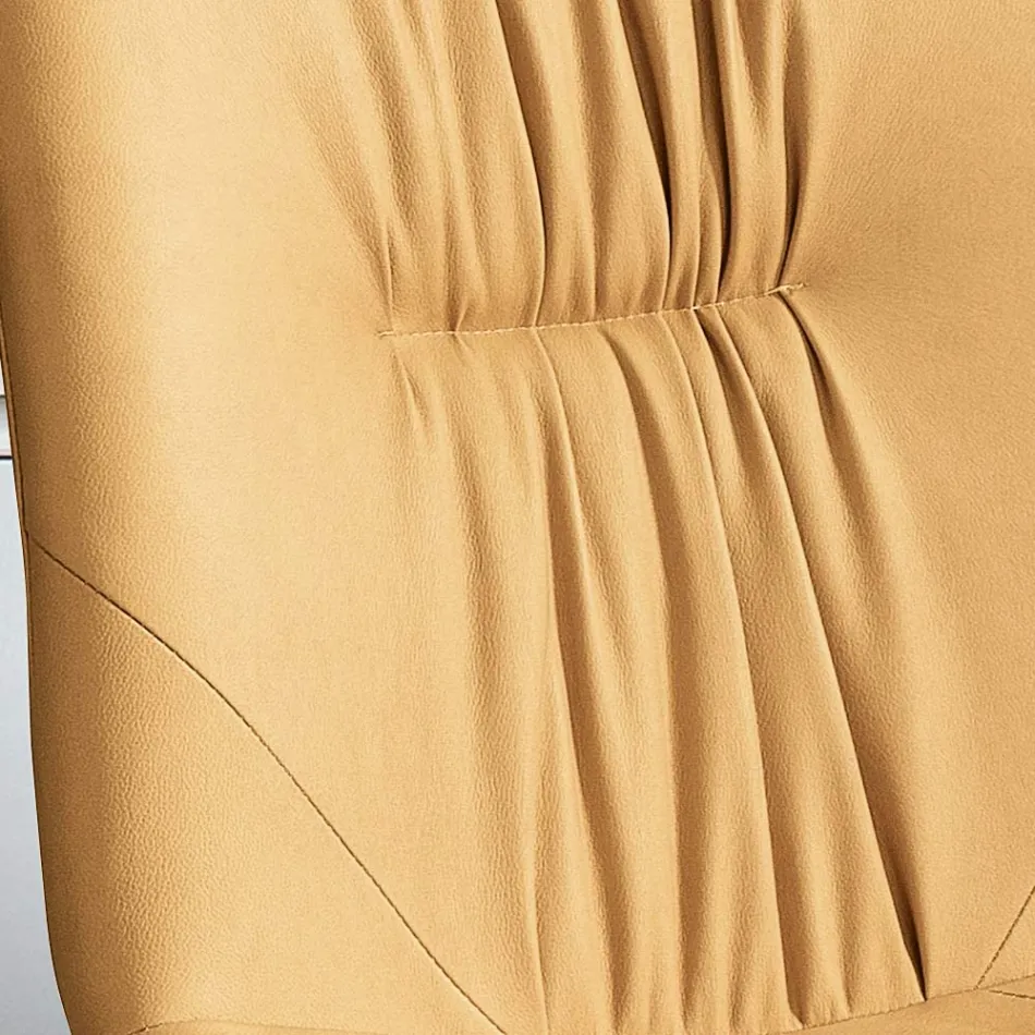 Silla de salón en tejido de fibra con efecto piel y metal Made in Italy - Gohan Viadurini