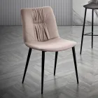 Silla de salón en tejido de fibra con efecto piel y metal Made in Italy - Gohan Viadurini