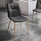 Silla de salón en tejido de fibra con efecto piel y metal Made in Italy - Gohan Viadurini