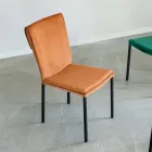 Silla de Salón en Terciopelo Antimanchas y Estructura Negra - Haroon Viadurini